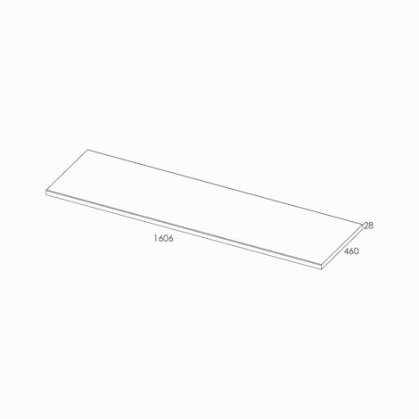 Elita blat meblowy 160x46x2,8 cm dąb classic - rysunek techniczny.