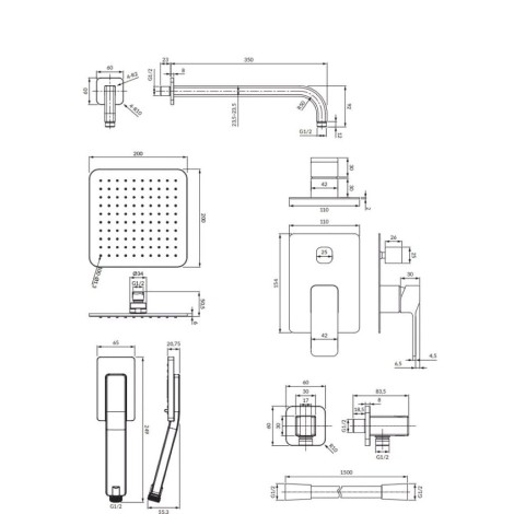 Omnires Slide  system prysznicowy.podtynkowy grafit