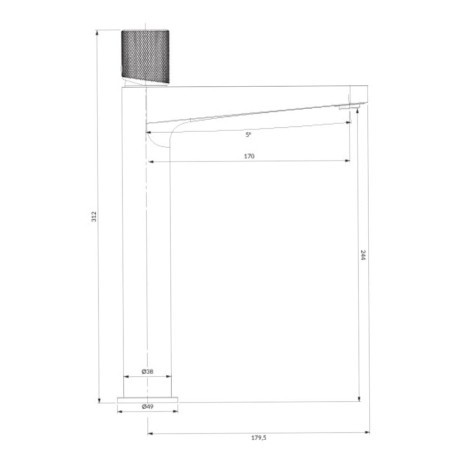 Omnires Contour bateria umywalkowa wysoka chrom - rysunek techniczny