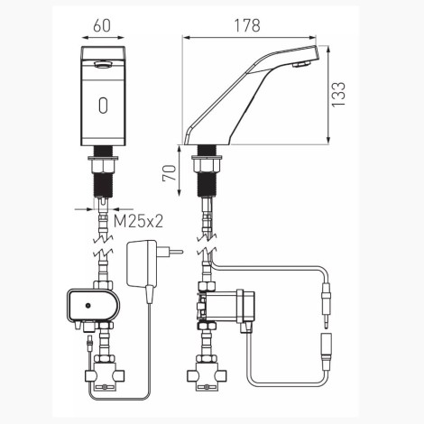 Ferro Sirocco Sensor  Pre-Mixed Power-Safe bezdotykowa bateria stojąca chrom