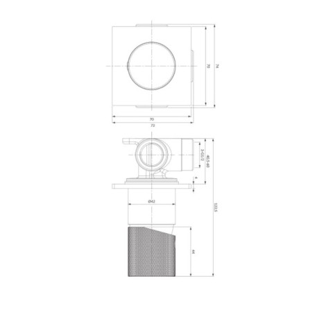 Omnires Contour bateria prysznicowa podtynkowa złoty szczotkowany - rysunek techniczny