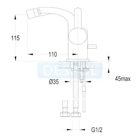 Omnires Darling bateria bidetowa chrom