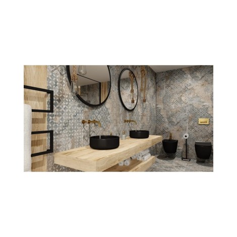 Lavita Merida Black umywalka nablatowa 37x37