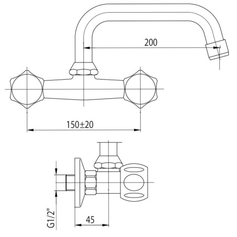 Valvex Class bateria umywalkowa ścienna chrom