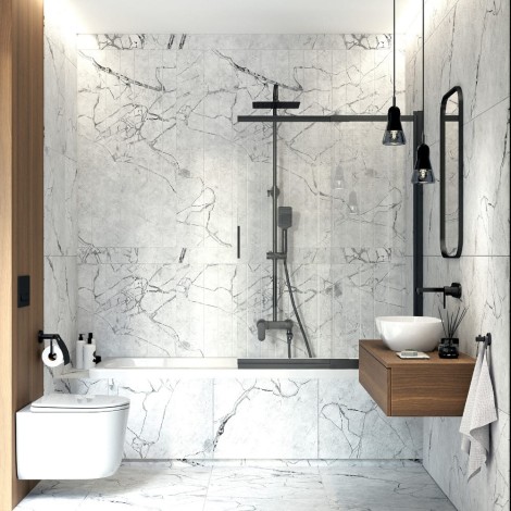 Deante Jasmin uchwyt z klapką na papier ścienny nero - aranżacja.