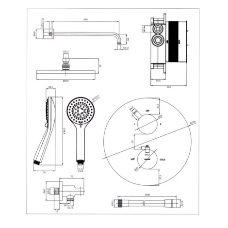 Omnires Y system prysznicowy termostatyczny podtynkowy chrom