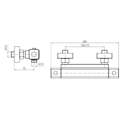 Valvex Bateria Natryskowa Termostatyczna Estill Square Plus Chrom