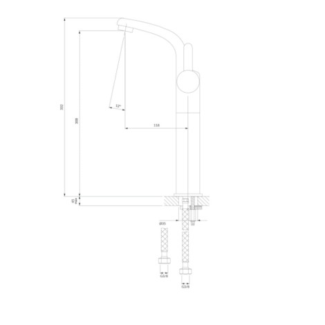 Omnires Darling bateria umywalkowa stojąca wysoka 33cm chrom
