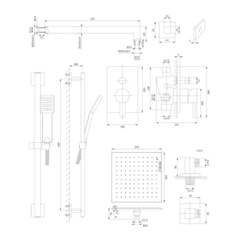 Omnires Darling system prysznicowy podtynkowy chrom