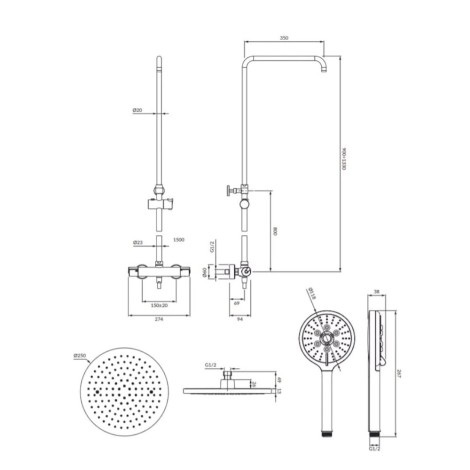 Omnires Y system prysznicowy natynkowy termostatyczny chrom