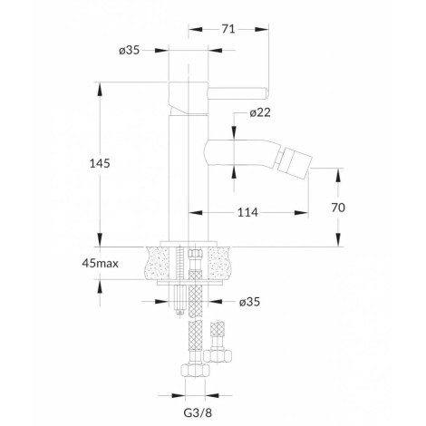 Omnires Y bateria bidetowa miedź szczotkowana