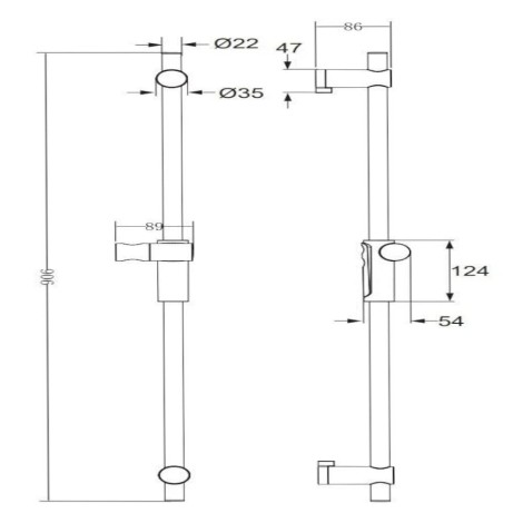 Omnires Omnires drążek prysznicowy 90,6 cm chrom