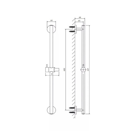Omnires Omnires drążek prysznicowy 66cm chrom