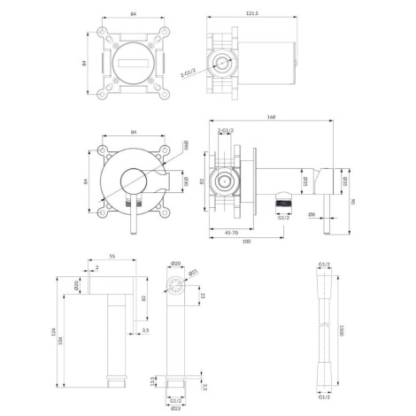 Omnires Y zestaw bidetowy punktowy podtynkowy 1-funkcyjny miedź szczotkowana