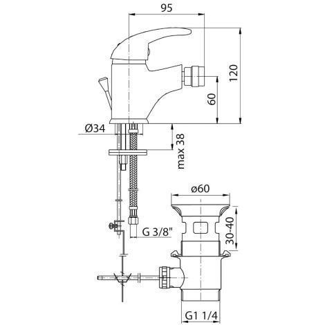 Valvex Galeo Chrom bateria bidetowa stojąca