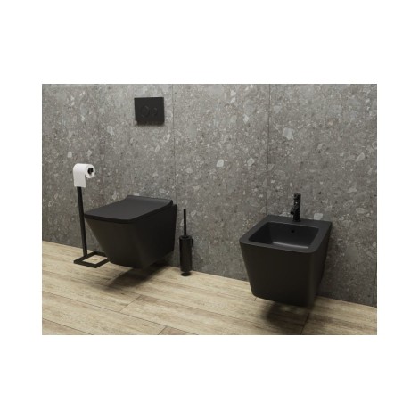 Lavita Lago Black miska wisząca z deską wolnoopadającą