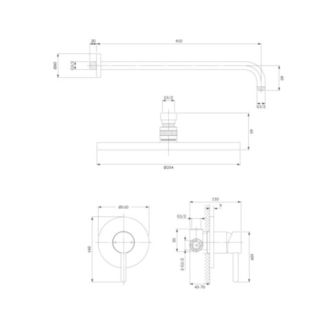 Omnires Y system prysznicowy podtynkowy miedź szczotkowana