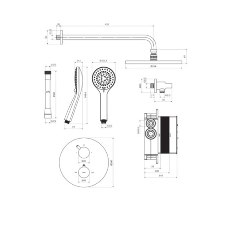 Omnires Y termostatyczny system prysznicowy podtynkowy miedź