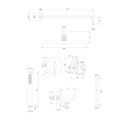 Ominires Y system prysznicowy podtynkowy mosiądz szczotkowany