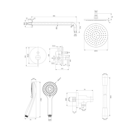 Omnires Y system prysznicowy podtynkowy czarny