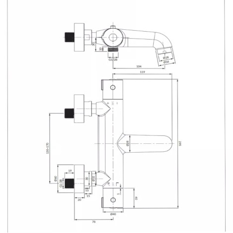 Omnires Y bateria wannowa termostatyczna chrom