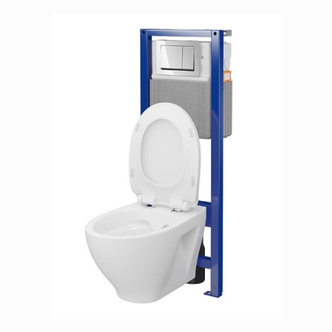 Cersanit MIto zestaw podtynkowy + miska zawieszana + deska wolnoopadająca + przycisk chrom.