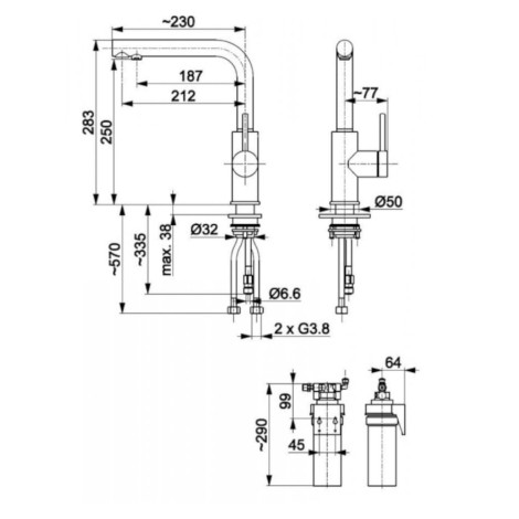 Kfa Duero Pure Basic bateria zlewozmywakowa z filtracją wody inox.