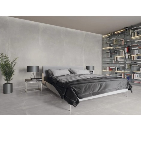 Cerrad Modern Concrete silver lappato płytka gresowa 79,7x79,7cm - aranżacja