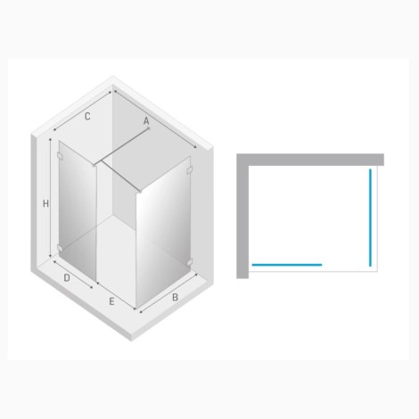 New Trendy Eventa kabina walk-in 120x80x200cm - rys tech.