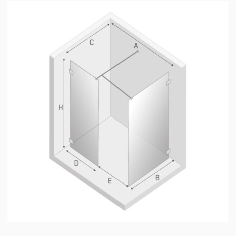 New Trendy Eventa kabina walk-in 120x90x200cm - rysunek techniczny