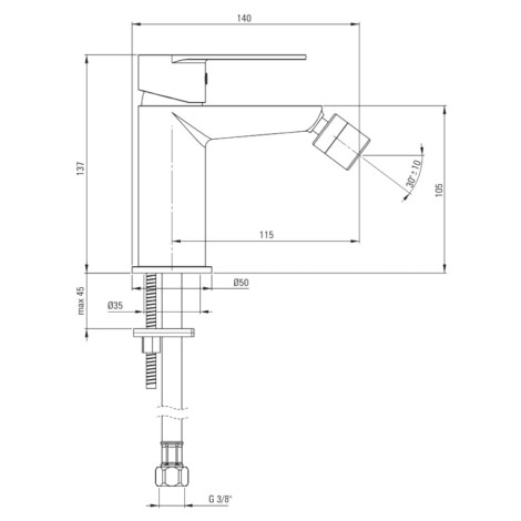 Deante Alpinia bateria bidetowa stojąca, chrom