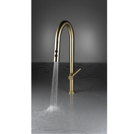 Deante Olfato bateria zlewozmywakowa z wyciąganą słuchawką złoto szczotkowane 2