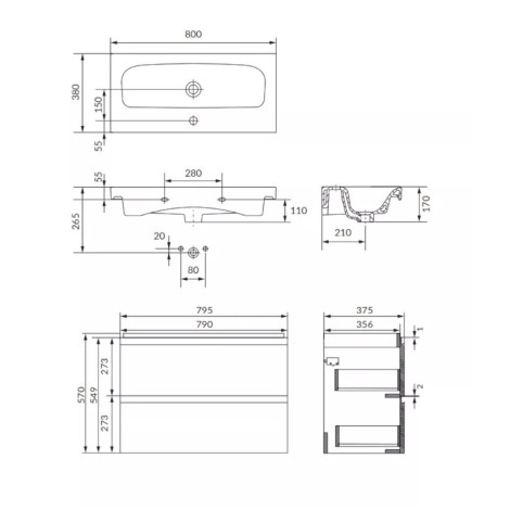 Cersanit Moduo Slim szafka 80 cm antracyt