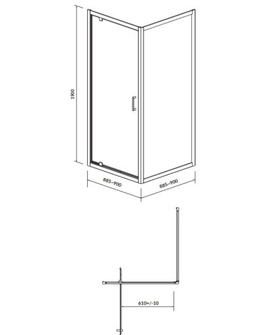 Cersanit Arteco Set B618 kabina prysznicowa kwadratowa 90x90x190 + brodzik 90x90x16
