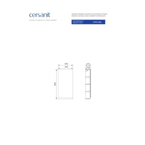 Cersanit Moduo szafka wisząca antracyt 40cm