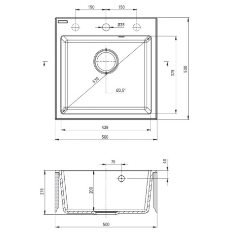Deante Evora zlewozmywak granitowy z  baterią 1-komorowy 50x50 beżowy.