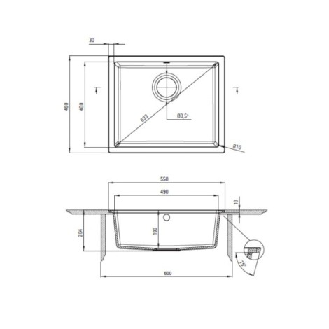 Deante Evora zlewozmywak granitowy z baterią 1-komorowy 50x50 nero.