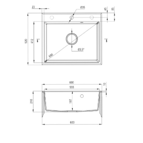 Deante Andante zlewozmywak granitowy 1-komorowy 60,0x52,0x21,0 cm.