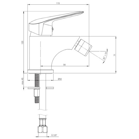 Deante Boro bateria bidetowa stojąca czarna