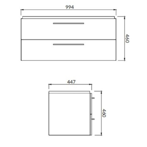 Cersanit Lara zestaw szafka 100cm + umywalka Mille szary - rysunek techniczny