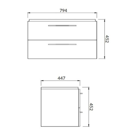 Cersanit Lara zestaw szafka 80cm + umywalka Mille szary - rysunek techniczny