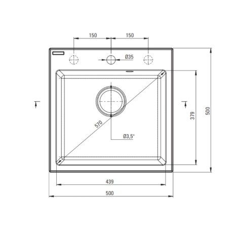 Deante Evora zlewozmywak granitowy 1-komorowy 50,0x50,0x21,6 cm.
