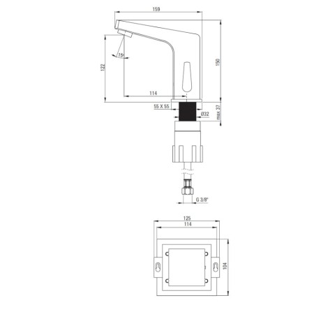 Deante Sensor bateria umywalkowa bezdotykowa z regulacją temperatury w korpusie- 230/6V chrom.