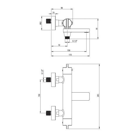 Deante bateria wannowa termostatyczna ze składaną wylewką nero.