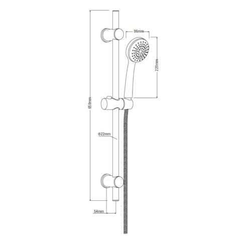 Deante Neo Symetrio zestaw natryskowy z drązkiem i słuchawką 1-funkcyjną chrom.