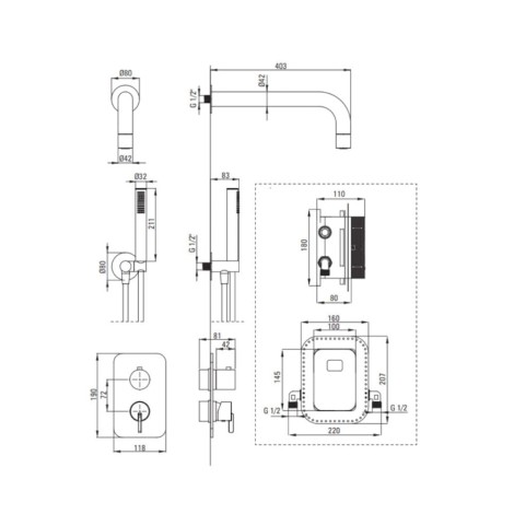 Deante Silia zestaw podtynkowy natryskowy z boxem mieszaczowym bianco