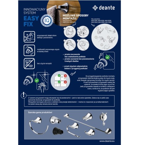 Deante Easy-fix  wieszak na ręcznik z przyssawką chrom