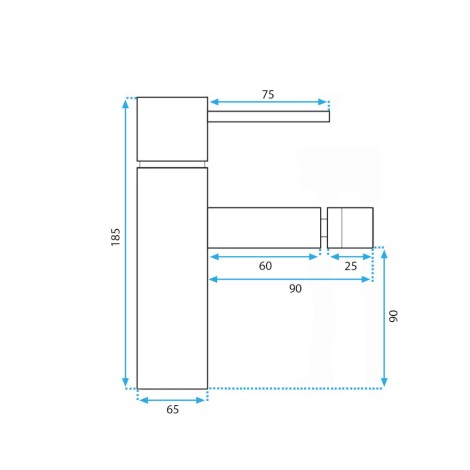 Rea Tess bateria bidetowa złota szczotkowana - rysunek techniczny