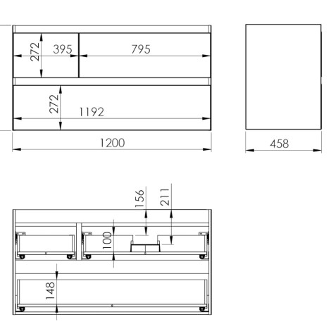 Elita Split szafka 120 3S prawa , black mat PDW