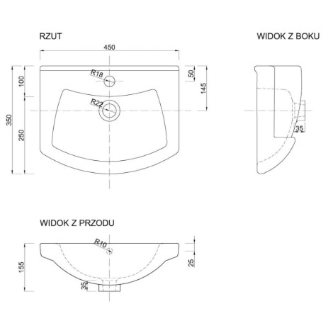Defra Venus szafka z umywalką D45, biały laminat / biały połysk